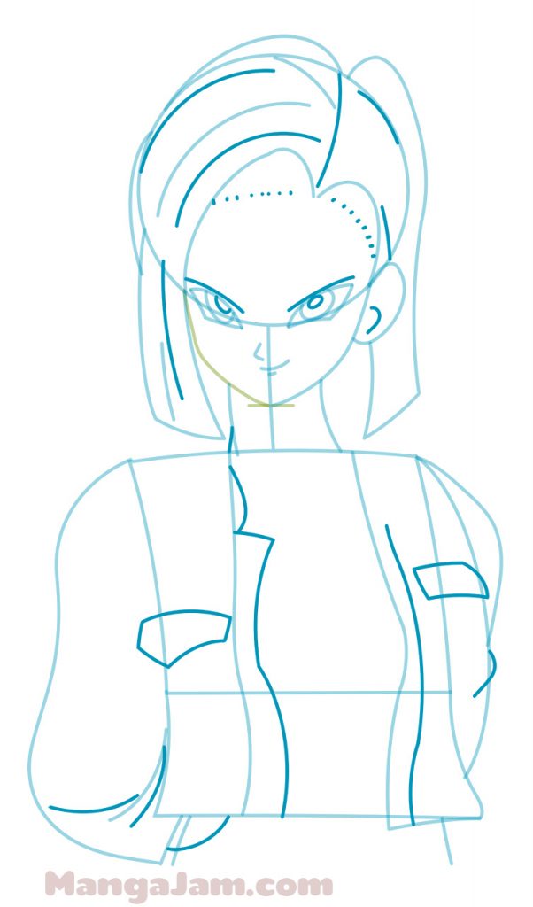 Android 18 Easy Draw How to Draw Anroid 18 from Dragon Ball - MANGA-JAM.com