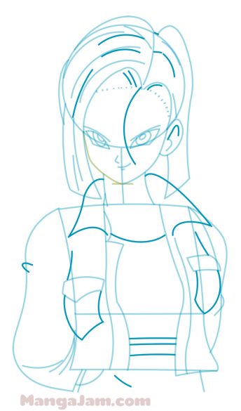 Android 18 Easy Draw How to Draw Anroid 18 from Dragon Ball - MANGA-JAM.com