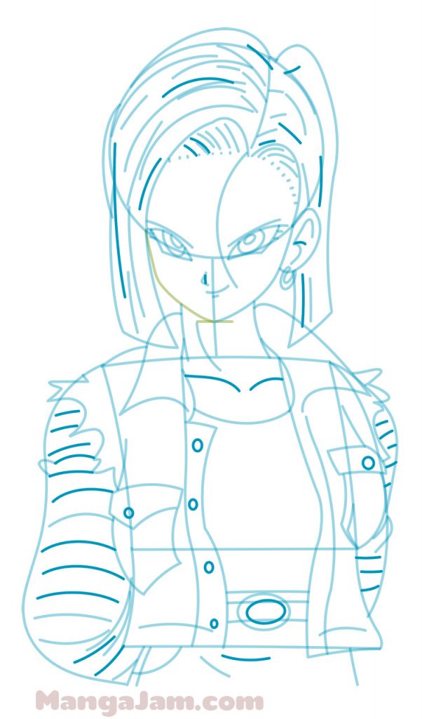 Android 18 Easy Draw How to Draw Anroid 18 from Dragon Ball - MANGA-JAM.com