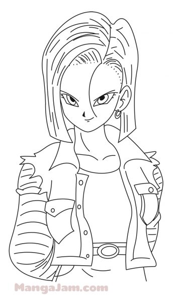 Android 18 Easy Draw How to Draw Anroid 18 from Dragon Ball - MANGA-JAM.com