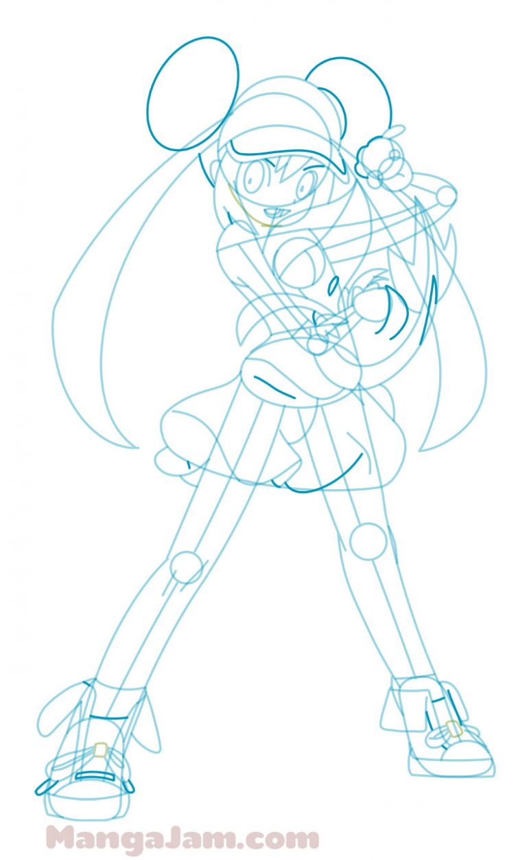 How to Draw Rosa with Snivy from Pokemon - MANGA-JAM.com