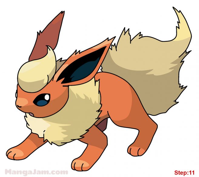 Falreon Drawing How to Draw Flareon from Pokemon - MANGA-JAM.com